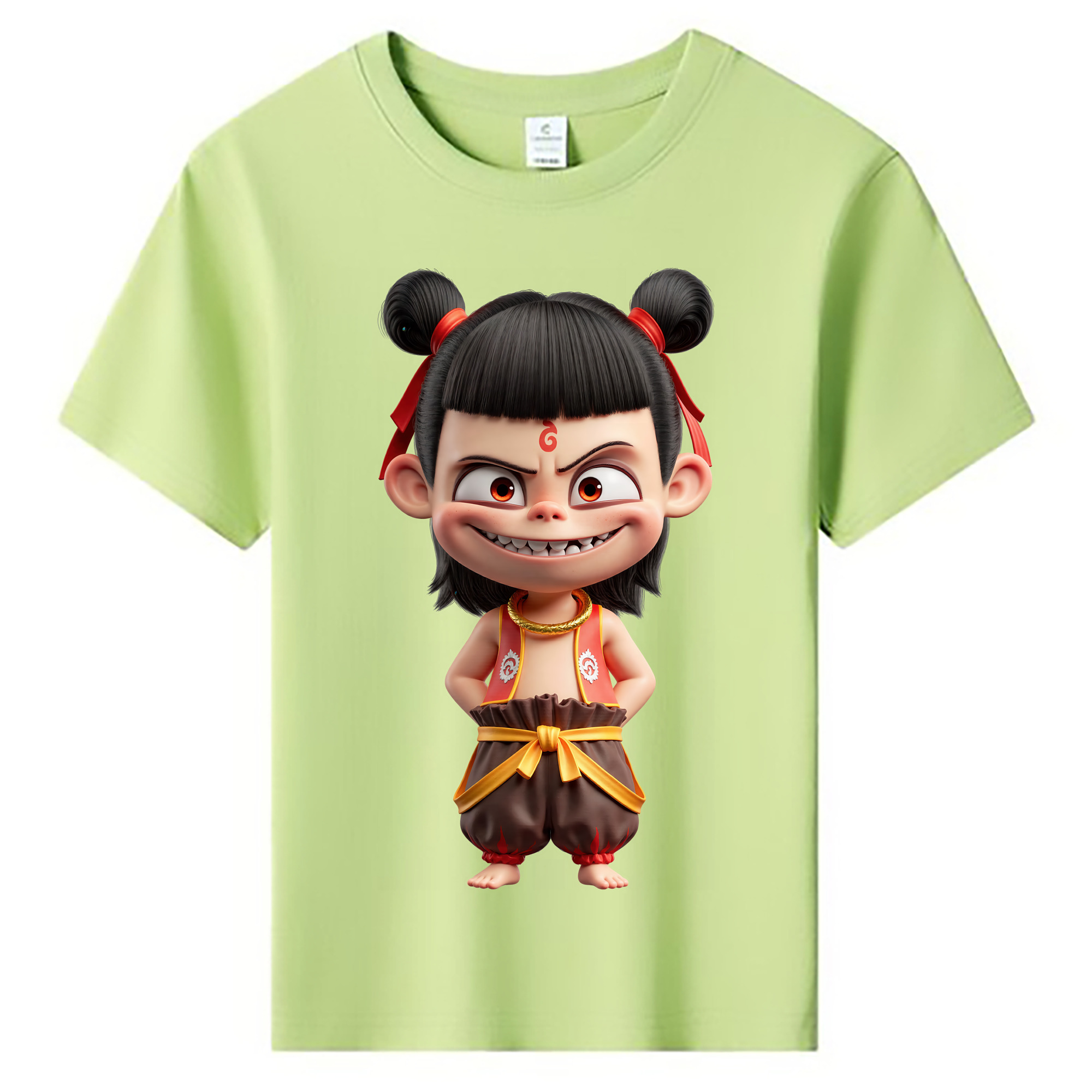 （画像用） Ne Zha 2 ナタ 魔童の大暴れ 綿100％キッズTシャツ（フロントプリント）